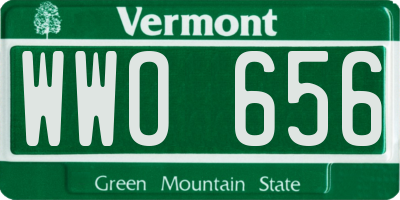VT license plate WWO656