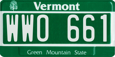 VT license plate WWO661
