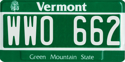 VT license plate WWO662