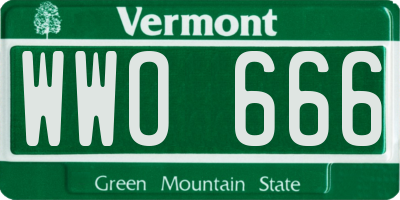 VT license plate WWO666