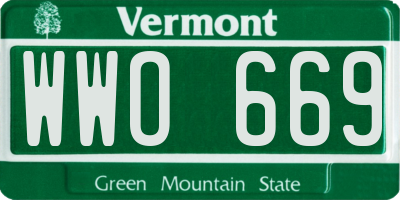 VT license plate WWO669