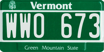 VT license plate WWO673