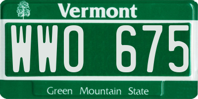 VT license plate WWO675