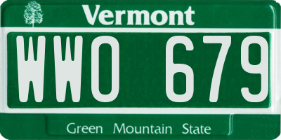 VT license plate WWO679