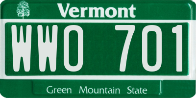 VT license plate WWO701