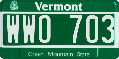 VT license plate WWO703