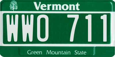 VT license plate WWO711