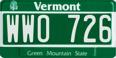 VT license plate WWO726