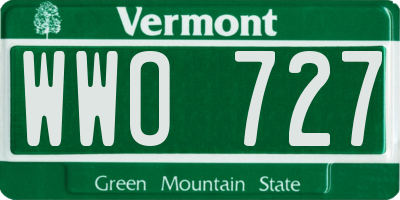 VT license plate WWO727