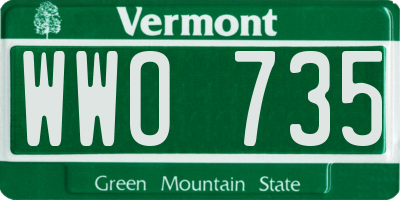 VT license plate WWO735
