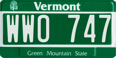 VT license plate WWO747