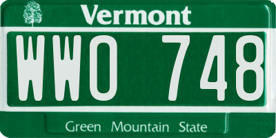 VT license plate WWO748