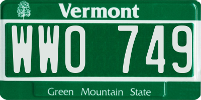 VT license plate WWO749