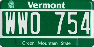 VT license plate WWO754
