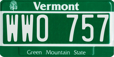 VT license plate WWO757