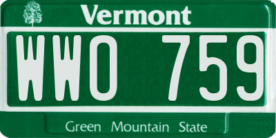 VT license plate WWO759
