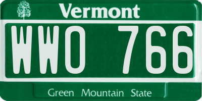 VT license plate WWO766