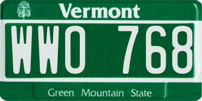 VT license plate WWO768