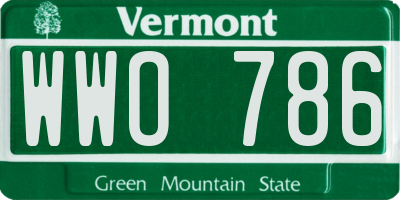 VT license plate WWO786