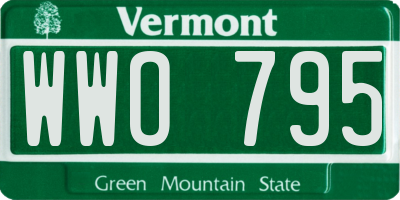 VT license plate WWO795