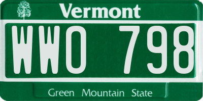 VT license plate WWO798