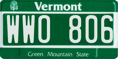 VT license plate WWO806