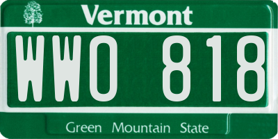 VT license plate WWO818