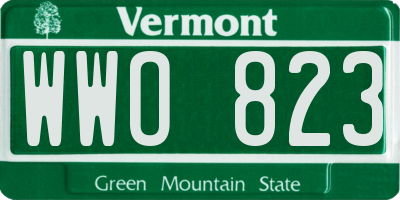 VT license plate WWO823