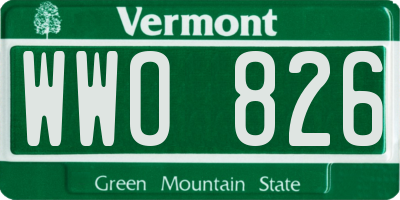 VT license plate WWO826