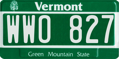 VT license plate WWO827