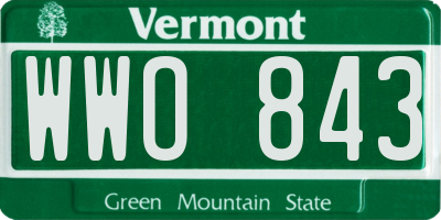VT license plate WWO843