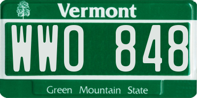 VT license plate WWO848