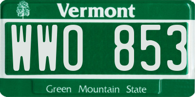VT license plate WWO853
