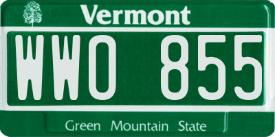 VT license plate WWO855