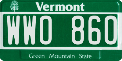 VT license plate WWO860