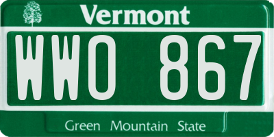 VT license plate WWO867