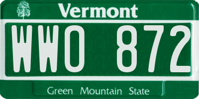 VT license plate WWO872