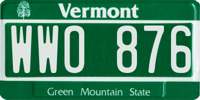 VT license plate WWO876