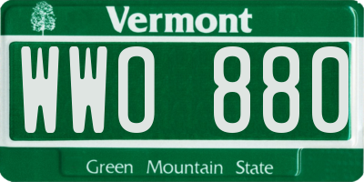 VT license plate WWO880