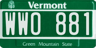 VT license plate WWO881