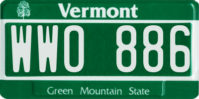 VT license plate WWO886