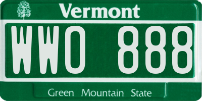 VT license plate WWO888
