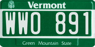 VT license plate WWO891