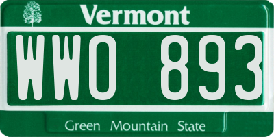 VT license plate WWO893