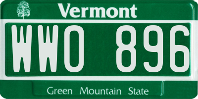 VT license plate WWO896