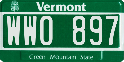 VT license plate WWO897