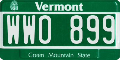 VT license plate WWO899