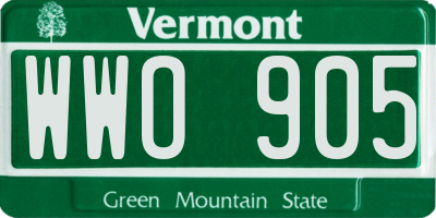 VT license plate WWO905