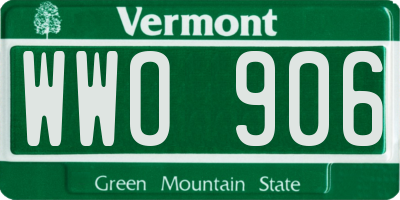 VT license plate WWO906