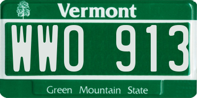 VT license plate WWO913